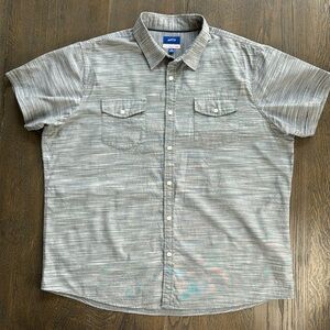 APT. 9™️ Men's Size 2XL Gray/White Button HeiQ Smart Temp Short Sleeve Shirt
